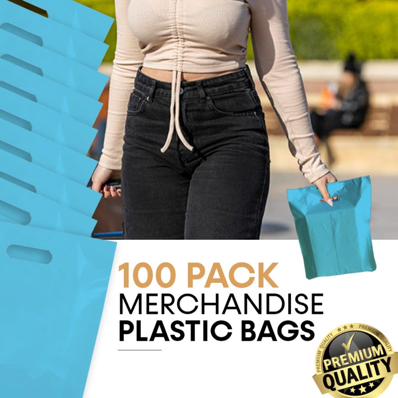 Bags4U Merchandise Bags, Die Cut Handles, Strong, Durable, and Tear Resistant Bags Perfect for Retail, Boutiques, or Any Events, Different sizes and colors (Blue, 9x12 Inch (Pack of 100)) - Image 5